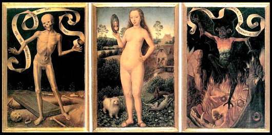 Earthly Vanity and Divine Salvation (front of triptych), c. 1485. Musée des Beaux-Arts de Strasbourg 